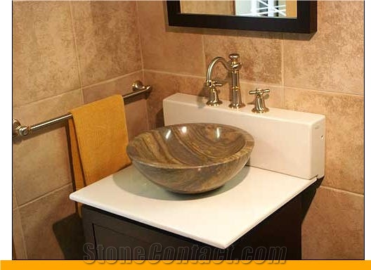 Armonica D 42 - Dolomita Washing Bowl, Caliza Olavarria Brown Limestone Bowls