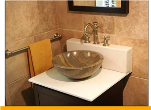 Armonica D 42 - Dolomita Washing Bowl, Caliza Olavarria Brown Limestone Bowls