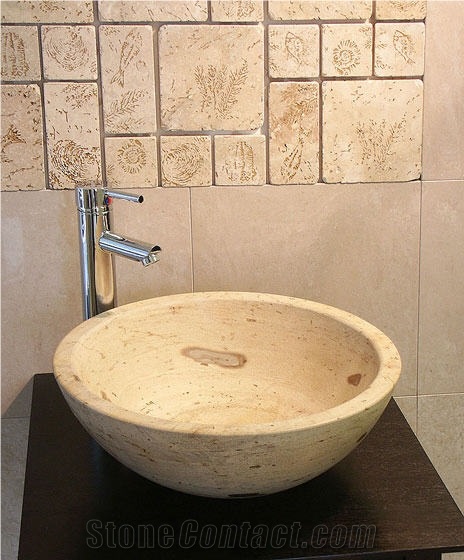 Armonica D 42 Lenga Limestone Basin, Lenga Arenite Beige Limestone Sinks & Basins