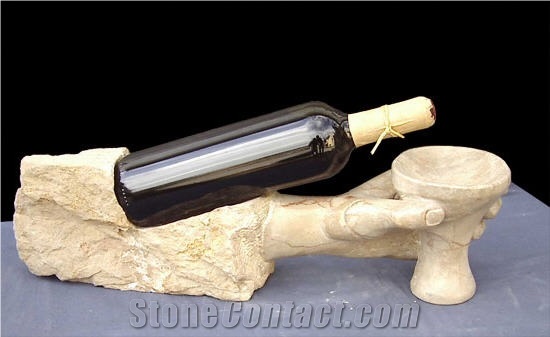 Wine Holder, Oak White Travertine Home Decor