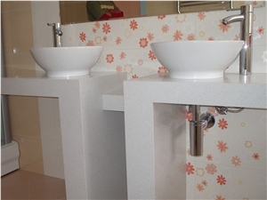 Crystal White Polar Technistone Bathroom Top, Vanitytop Crystal White Polar Technistone Bathroom Top, Vanitytop