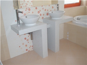 Crystal White Polar Technistone Bathroom Top, Vanitytop