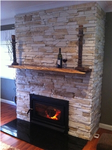 Wa Limestone Ledge Stone Fireplace