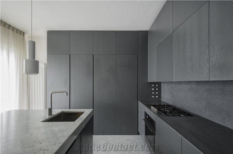 Countertops in Bianco Carrara and Bardiglio Marble, Bardiglio Carrara Grey Marble Countertops