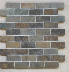 Acaso Ardosia Multicolor - Brazilian Multicolor Slate Brick Mosaic