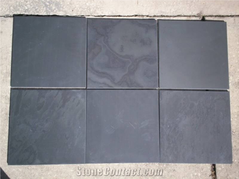 Brazilian Black Slate, Preta Ardosia Honed Slabs & Tiles