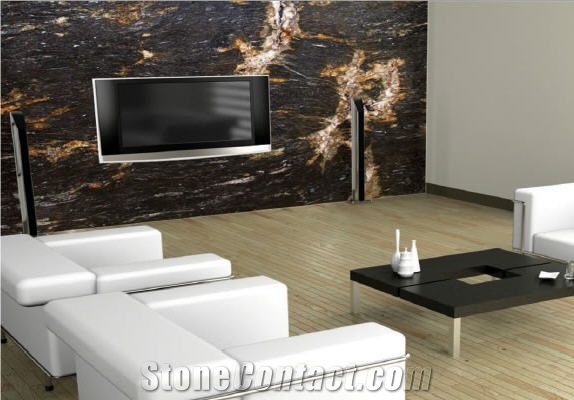 Tropical Black Granite Tve Set Decor