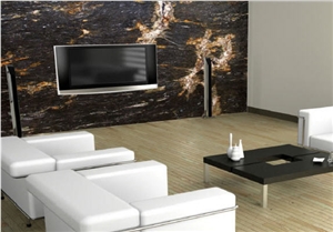 Tropical Black Granite Tve Set Decor