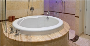 Durango Orange Onyx Bathtub Surround, Bathtub Deck