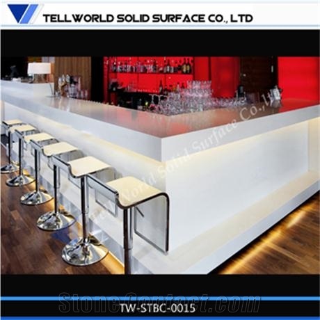 Acrylic Solid Surface Modern Luxury Led Lighted Bar Counter