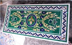 Malachite Semi Precious Stone Inlay Dinning Table Top