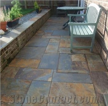 Copper Riven Slate Paving