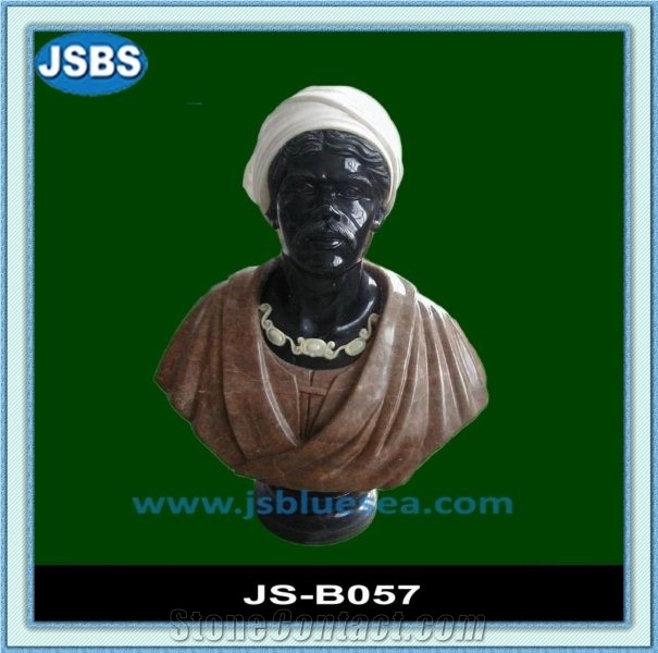 African Bust Sculpture, Natural Marble Sculptures