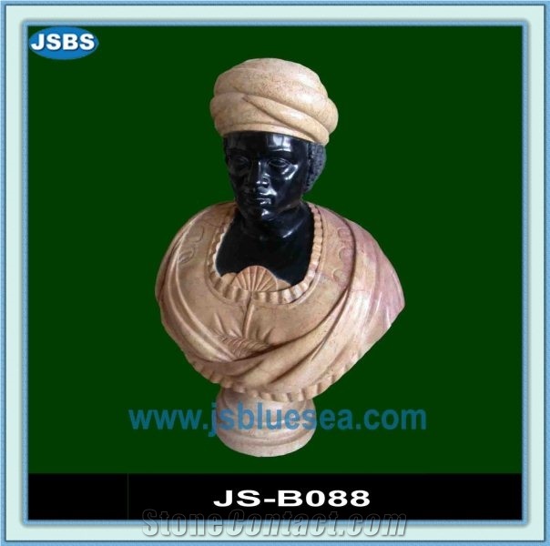 African Bust Sculpture, Natural Marble Sculptures