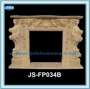 Fireplace Mantel Sculpture, Natural Marble Fireplace Mantel