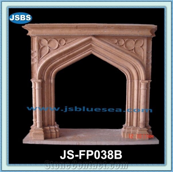 Freestanding Honed Marble Fireplace Mantel