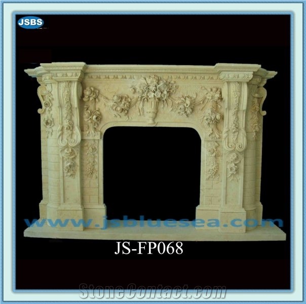 Freestanding Honed Marble Fireplace Mantel