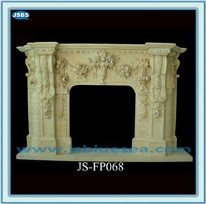Freestanding Honed Marble Fireplace Mantel