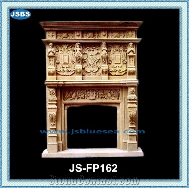 Freestanding Honed Marble Fireplace Mantel