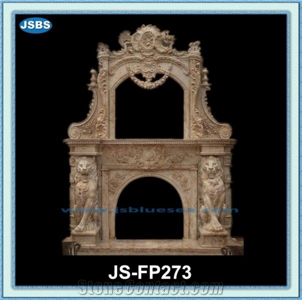 Freestanding Honed Marble Fireplace Mantel