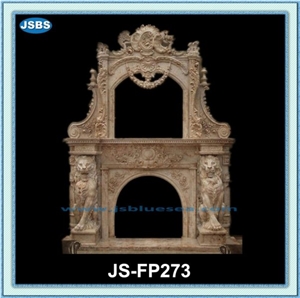 Freestanding Honed Marble Fireplace Mantel