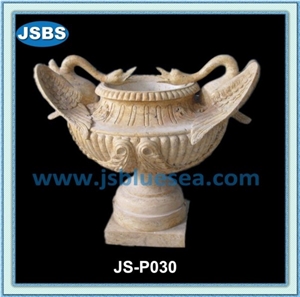 Garden Stone Planter Pots, Natural White Marble Planter Pots