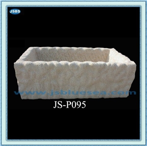 Hand Carved Marble Flowerpots, Natural White Marble Pots