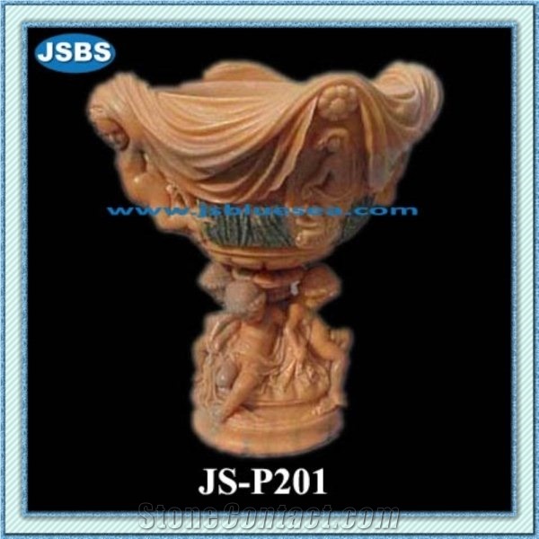Marble Stone Vase, Natural White Marble Flower Pot