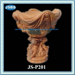 Marble Stone Vase, Natural White Marble Flower Pot