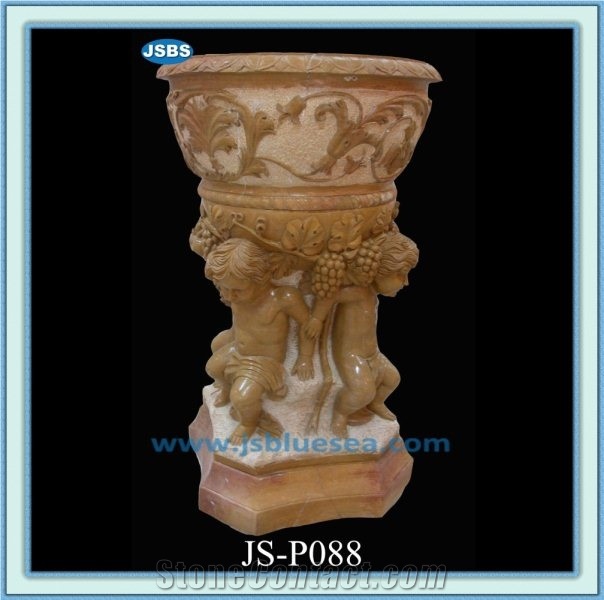 Marble Stone Vase, Natural White Marble Flower Pot