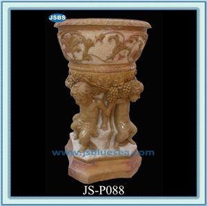 Marble Stone Vase, Natural White Marble Flower Pot