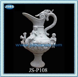 Marble Stone Vase, Natural White Marble Flower Pot