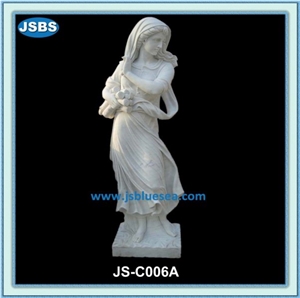 Stone Carved Lady Statue, Natural Marble Statues