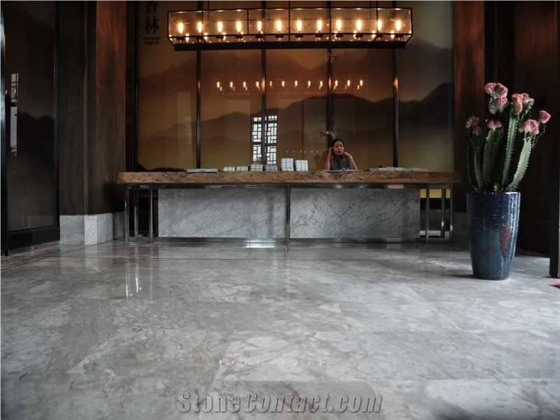 Agud Grey Ice Crystal Marble Slab Tile for Wall Cladding,Imperial Gray Marble Cut to Size Panel for Hotel Floor Covering