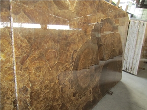 China Golden Brown Onyx Slab High Gloss Translucent Tile,Cafe Marron Onyx Panel for Hotel Bathroom Walling,Floor Covering