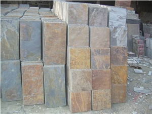 China Rusty Slate Tiles for Exterior Floor Covering,Yellow Pattern Tile for Villa Wall Cladding