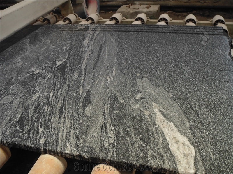 Galaxy Snow Grey Wave Black Granite Tile Slabs for Wall Cladding ,Floor Covering Pattern