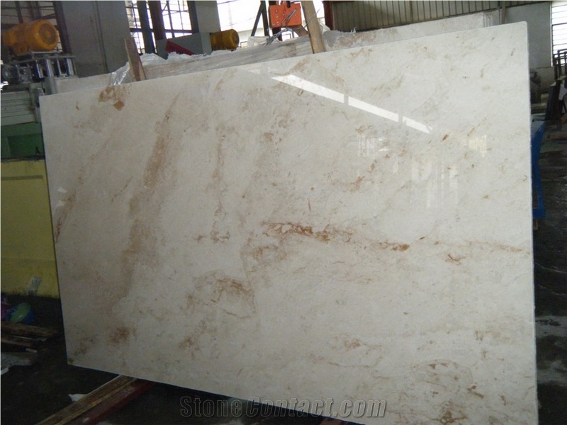 Rossa Crema Marble Slab Tile, China Rosy Sunset White Marble High Glosspolished Panel for Hotel Bathroom Walling,Floor Covering Pattern