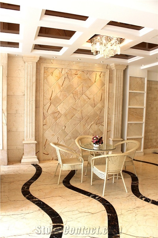 Sofitel Gold Marble Crema Evita Marble Slab Tiles,Turkey Beige Marble Panel Villa Wall Cladding Floor Covering Pattern Interior Stone