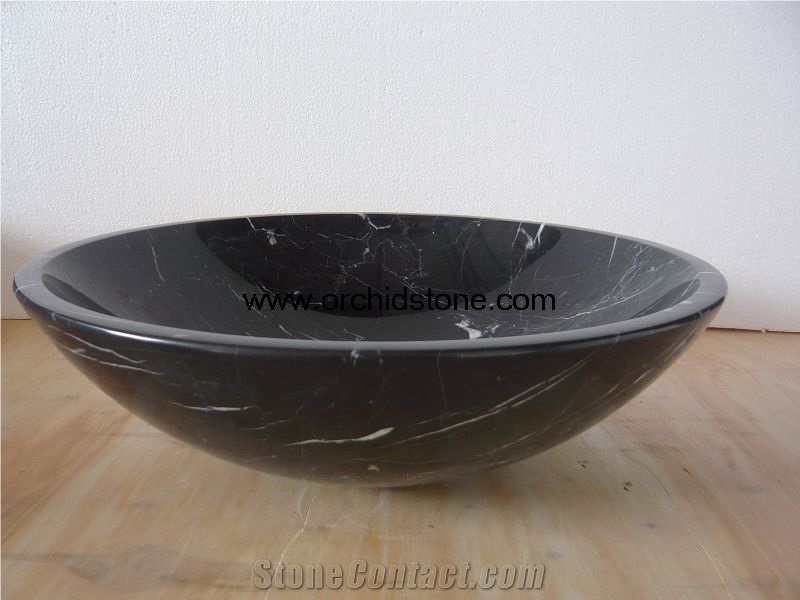 Nero Marquina,Negro Marquina Marble Sink & Basin,Wash Bowls,Round Sink,Bathroom Sinks,Round Basin
