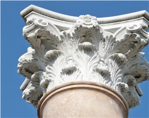 Pyrgos Marble Corinthians Column Top, Berkovica Marble Columns