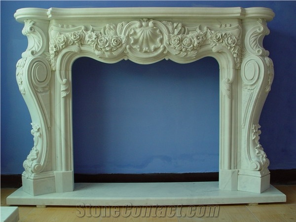 White Marble Fireplace Mantel