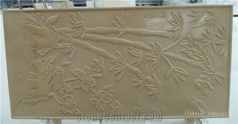 3d Natural Sculptural Design Stone Wall Tile, Beige Marble Design