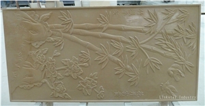 3d Natural Sculptural Design Stone Wall Tile, Beige Marble Design