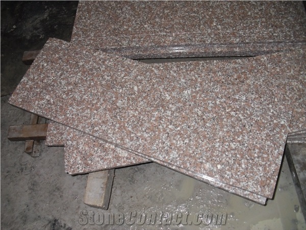 G687 Pink Granite Polished Stairs