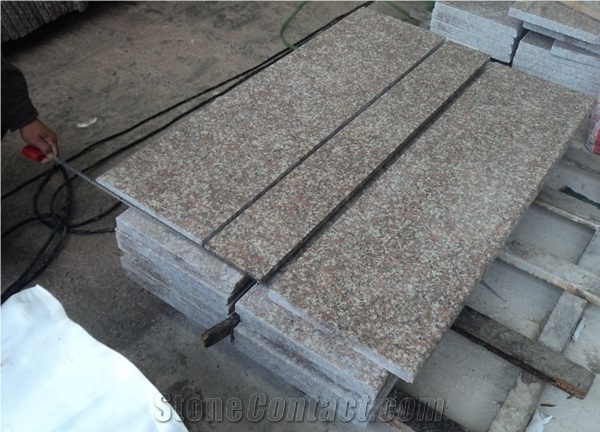G687 Pink Granite Polished Stairs