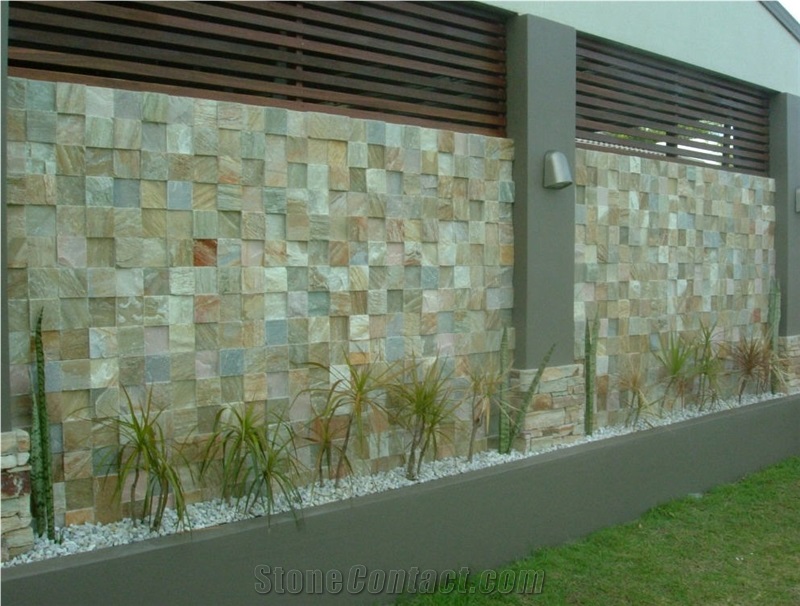 Chequeboard Beige-Green Quartzite Natural Feature Stone Panels & Loose Ledgestone