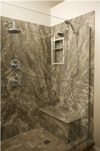 Grey Travertine Cross Cut, New Bathroom Design 8mm Slab
