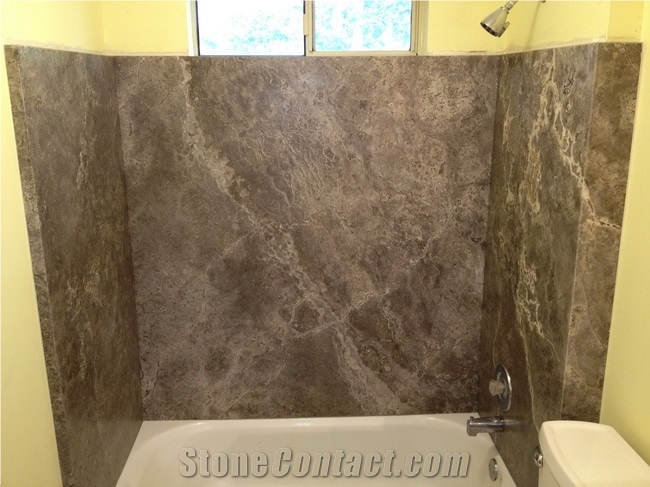 Grey Travertine Cross Cut, New Bathroom Design 8mm Slab