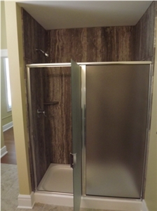 Grey Travertine Vein Tub Surround, Grey Travertine Bath Design